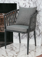 Wooden Twist Creance Rope Design Aluminum Chair For Living Room With Comfortable Cushion - Wooden Twist UAE