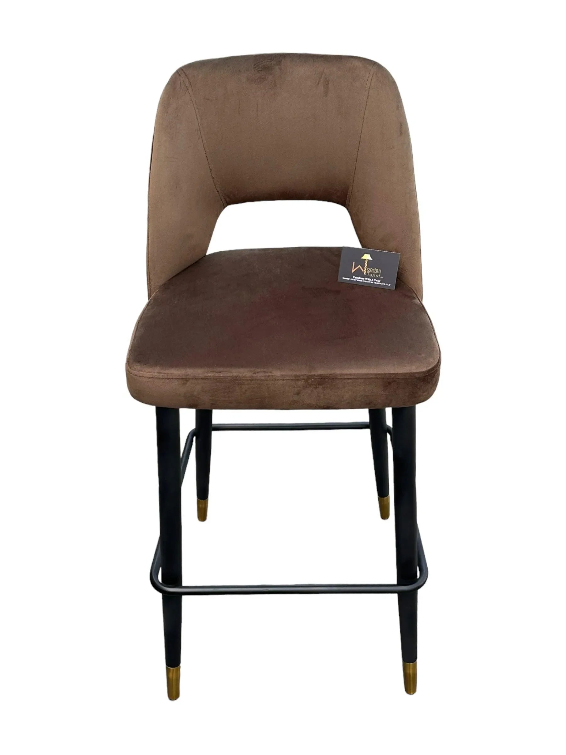 Wooden Twist Disc High Longer Metal Kitchen Counter Armless Chair - Wooden Twist UAE