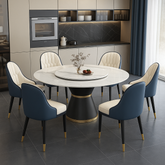 Round Modern Dining Table with Rotatable Top
