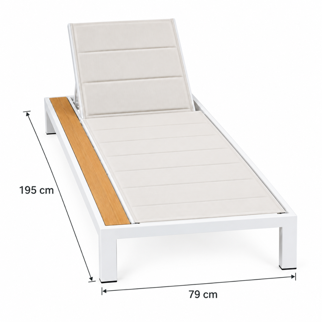 Riviera sun lounger dimensions: 195 cm long x 79 cm wide