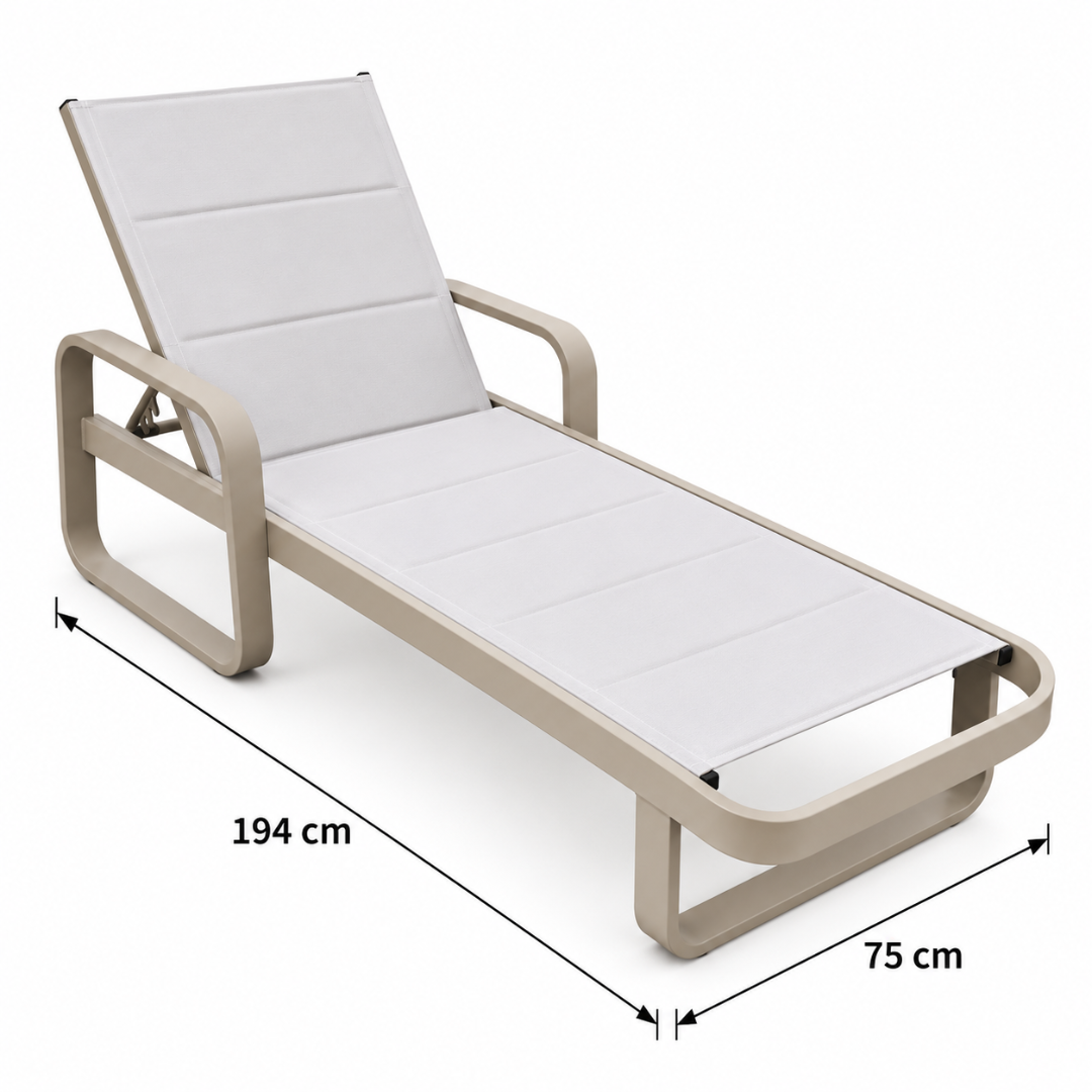 Positano sun lounger dimensions: 194 cm long x 75 cm wide
