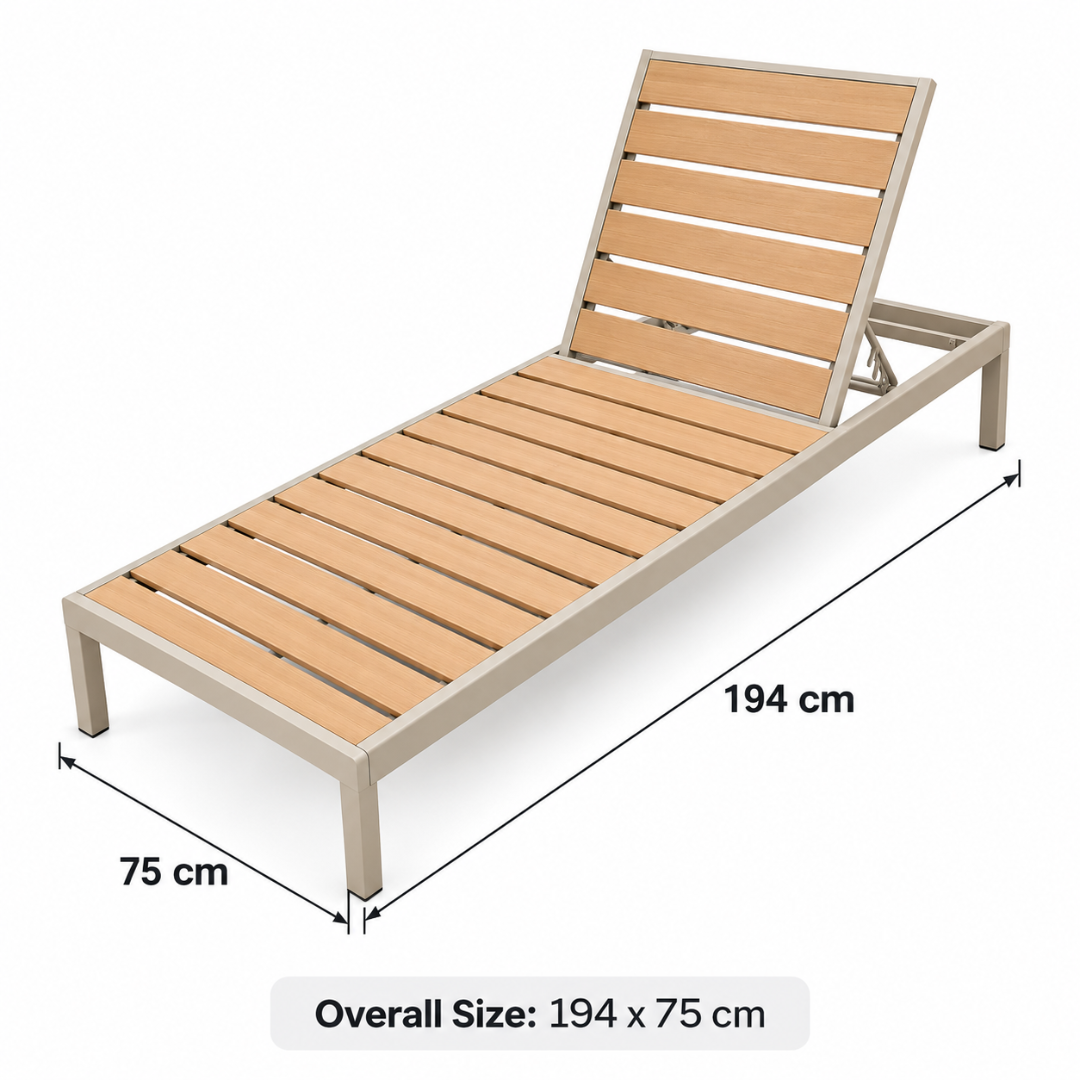 Solano sun lounger dimensions: overall size 194 x 75 cm
