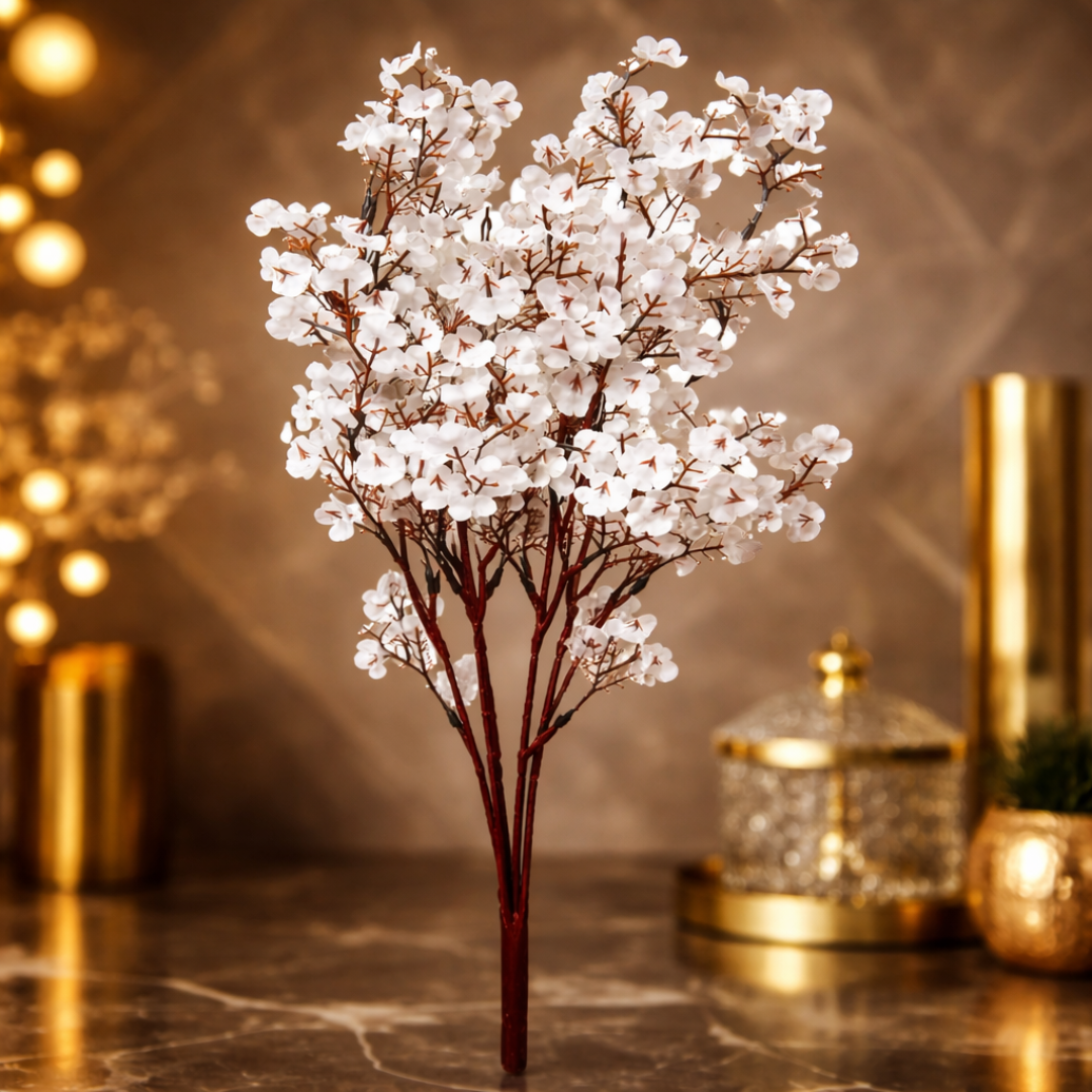 Artificial White Cherry Blossom Stem