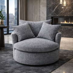 كرسي اسطواني واسع من المخمل