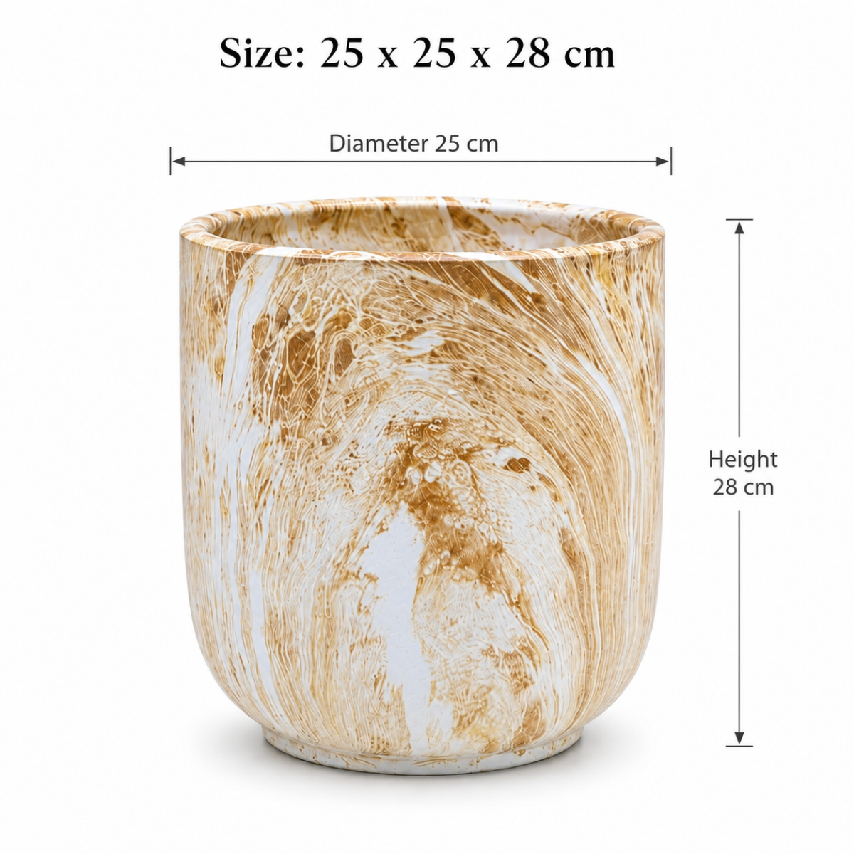 Wooden Twist Premium Round Ceramic Plant Pot for Balcony & Garden