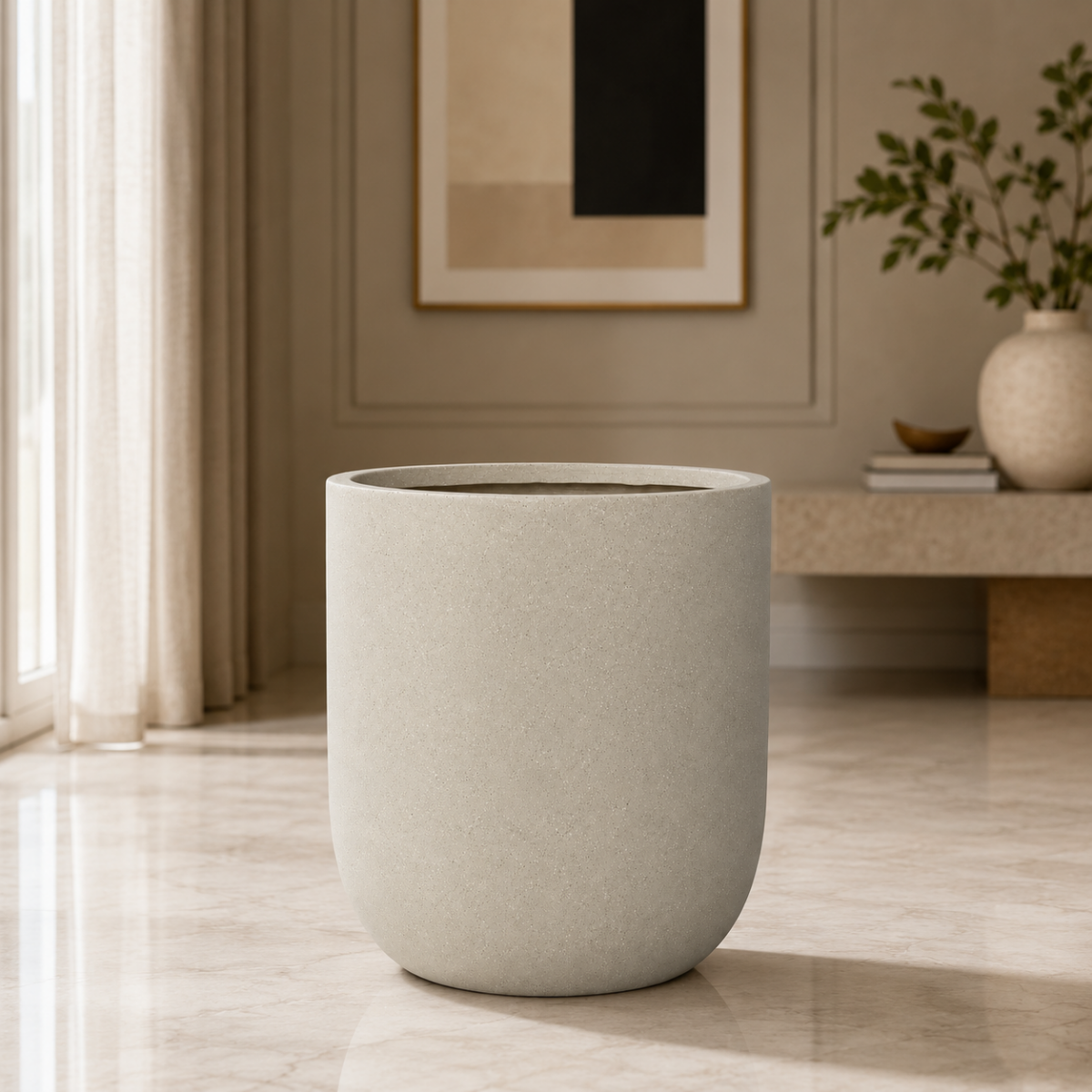 Medium Speckled Fiberglass Flower Pot for Indoor Plants UAE – Wooden Twist UAE