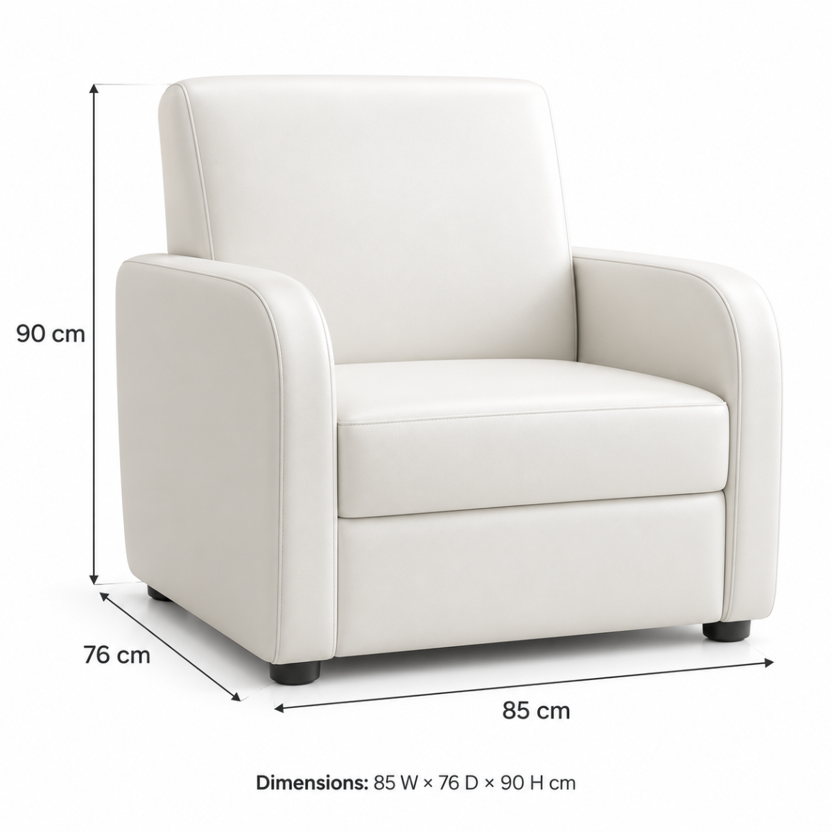 Wooden Twist Medora Care 1 Seater Sofa dimensions diagram - 85cm width, 76cm depth, 90cm height