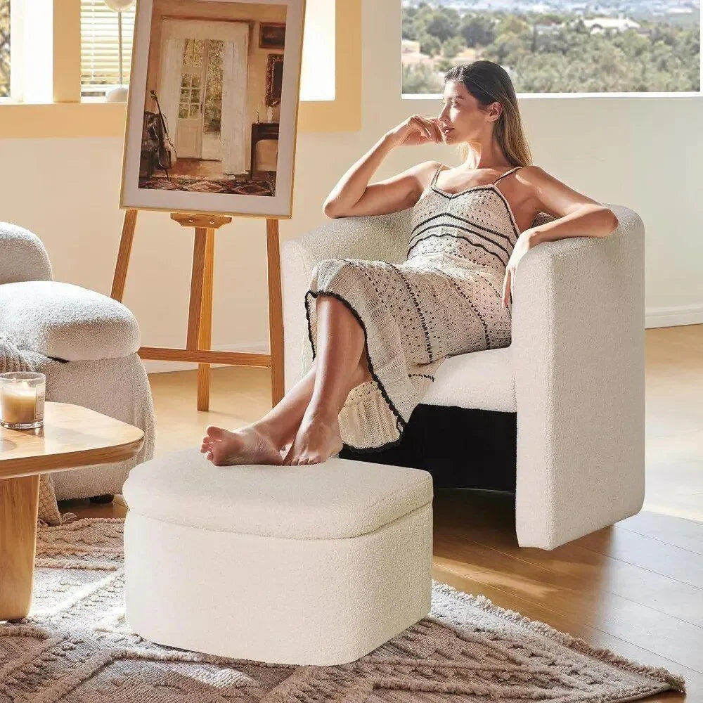 Soft Fabric Barrel Accent Chair