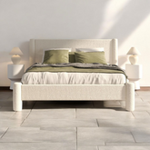 Modern Rectangular Boucle Fabric Bed