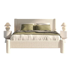 Modern Rectangular Boucle Fabric Bed