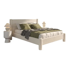 Modern Rectangular Boucle Fabric Bed