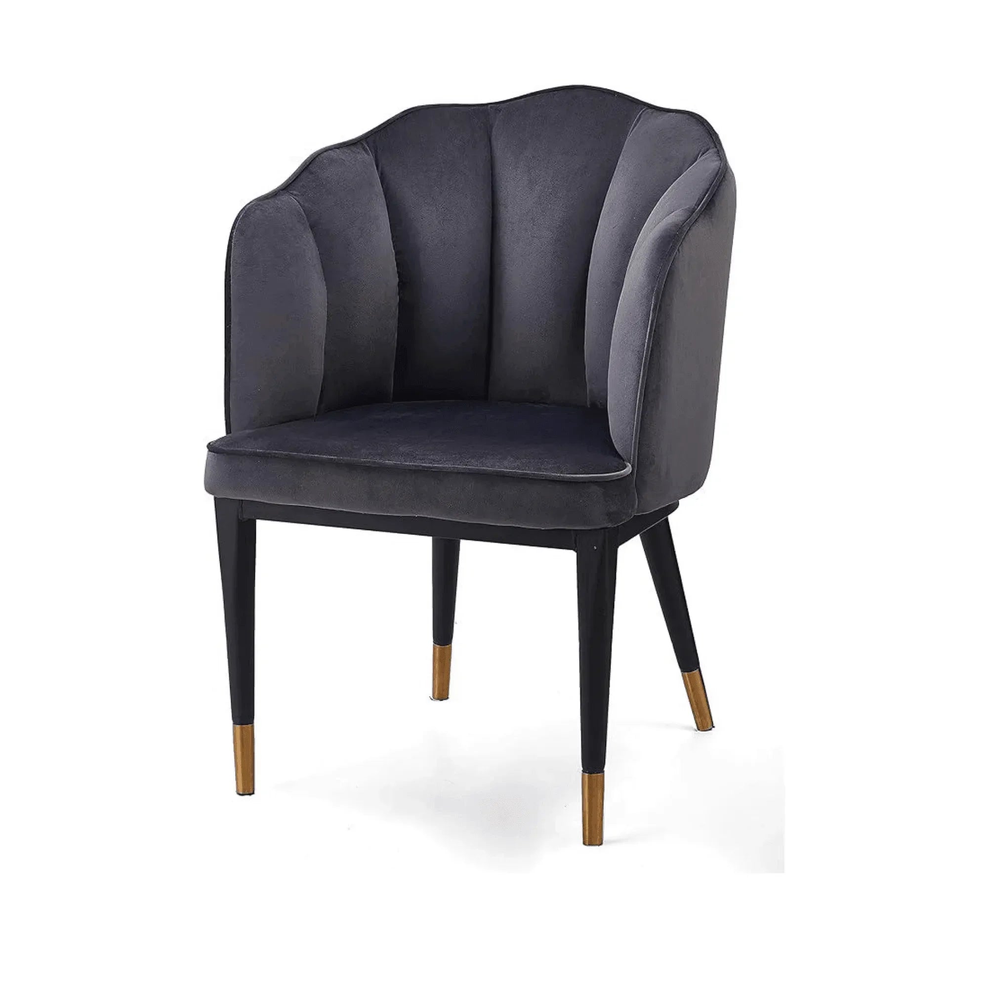 Wooden Twist Fuzzy Modern Cafe Dining Chair Metal Legs Grey