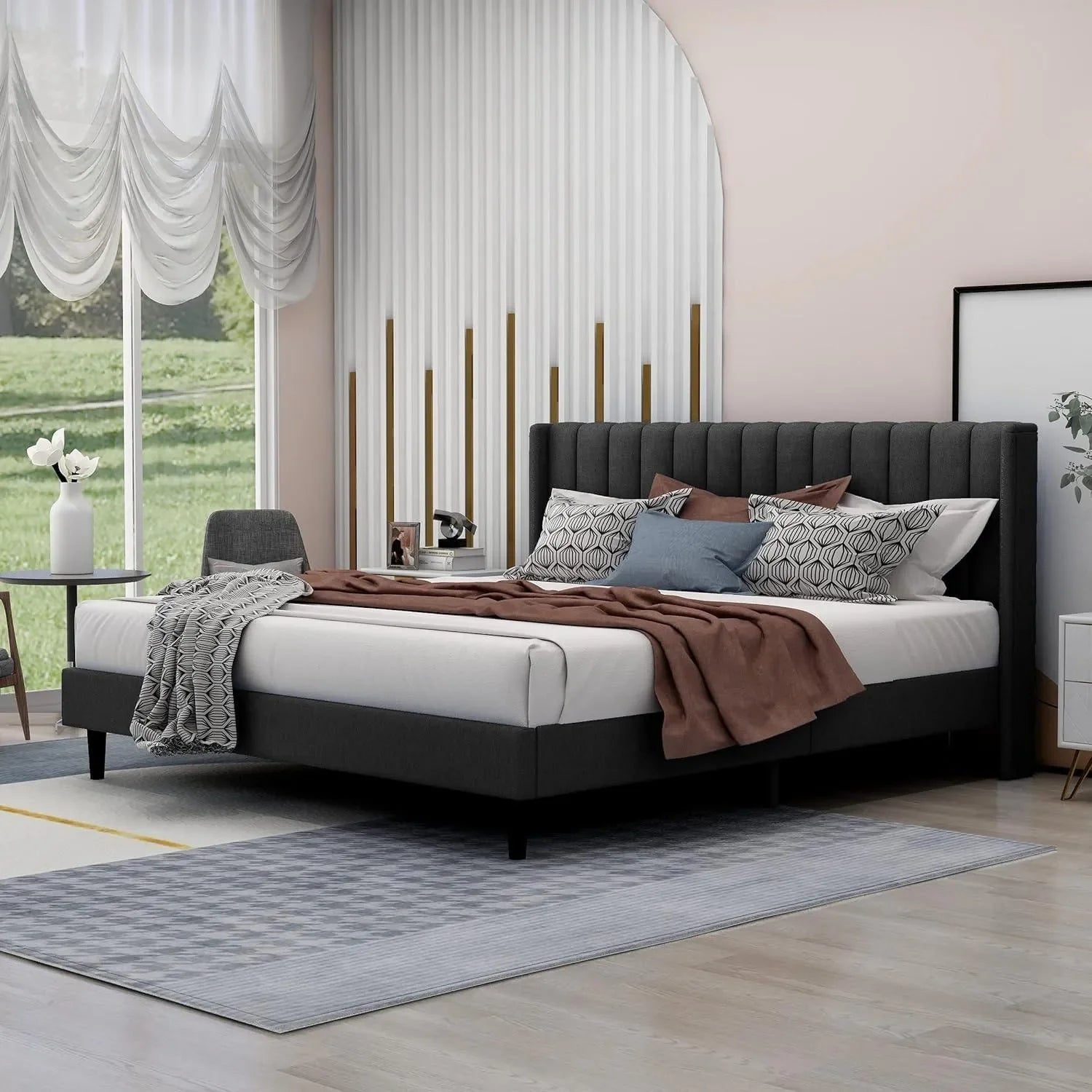 Modern Rectangular Velvet Bed
