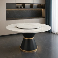Round Modern Dining Table with Rotatable Top