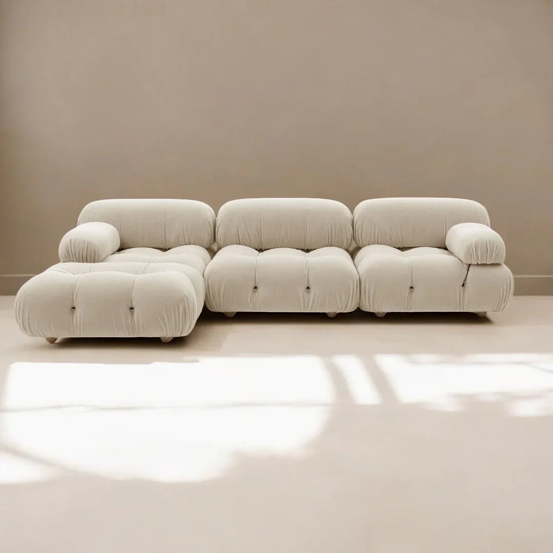 Natural Bubble Tufted Sectional Sofa