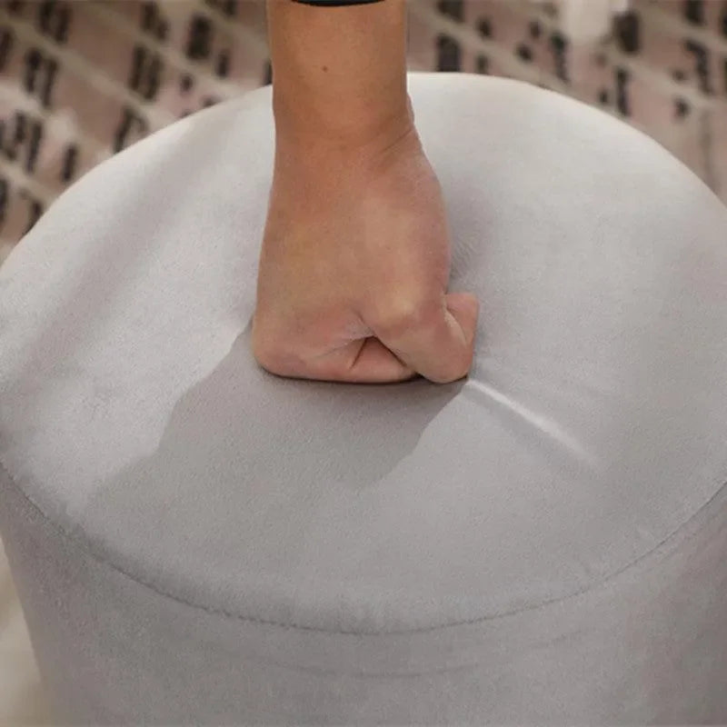 Wooden Twist Luxury Velvet Round Foot Stool Ottoman Pouf - Plush and Stylish Home Decor Accent - Wooden Twist UAE