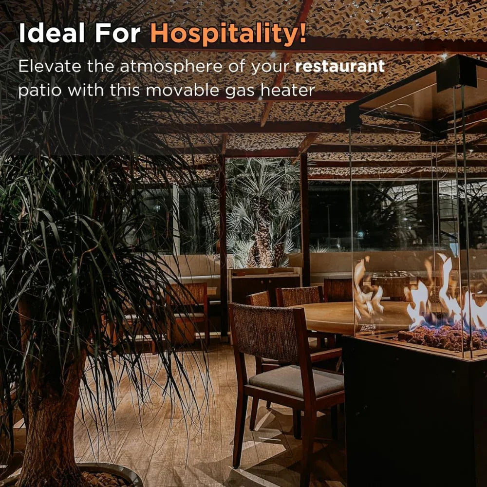 Wooden Twist SPUNK Freestanding Portable LPG & Gas Heater with Wheels Outdoor Heating Solution for Cool Evenings Garden, Terrace