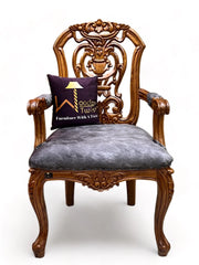 Wooden Twist Back Designer Bartelso Hand Carved Teak Wood Armchair - Wooden Twist UAE