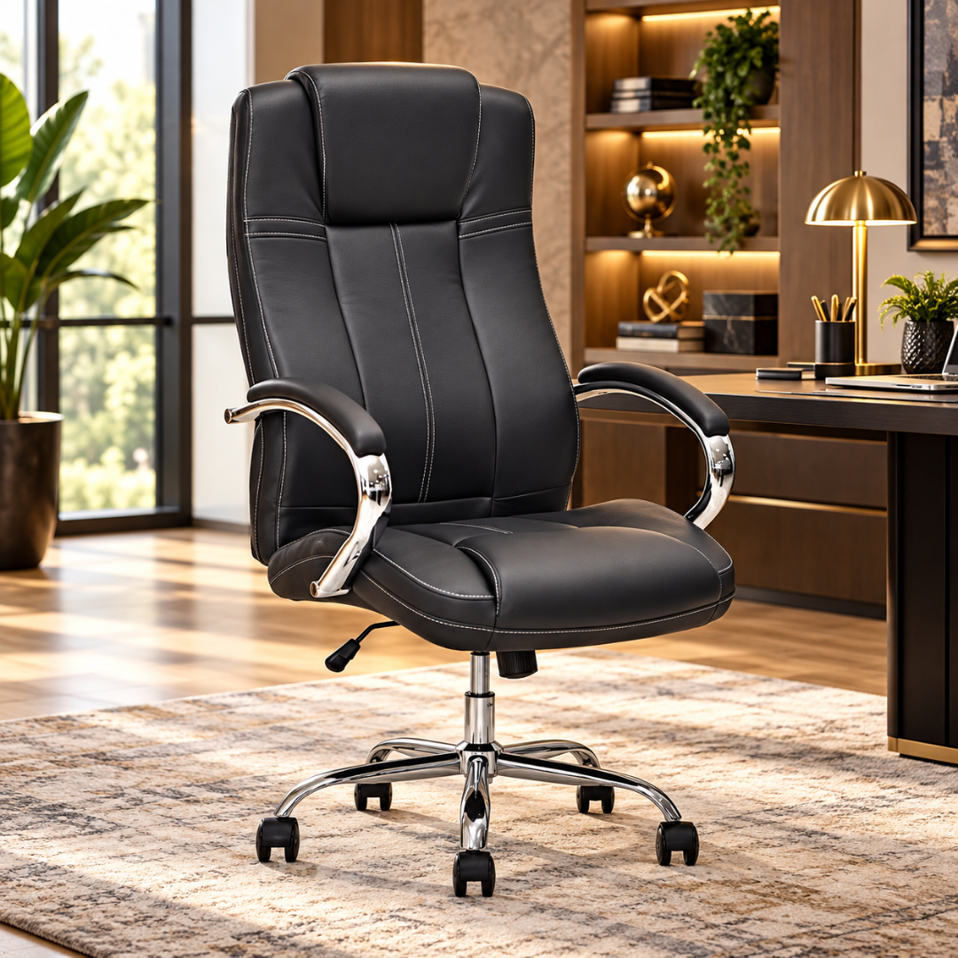 Wooden Twist Corvino Black Leatherette Executive Office Chair – in executive office