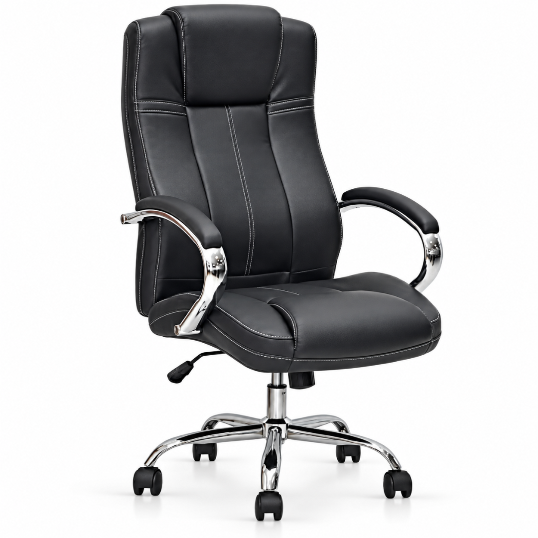 Wooden Twist Corvino Black Leatherette Executive Office Chair – product view