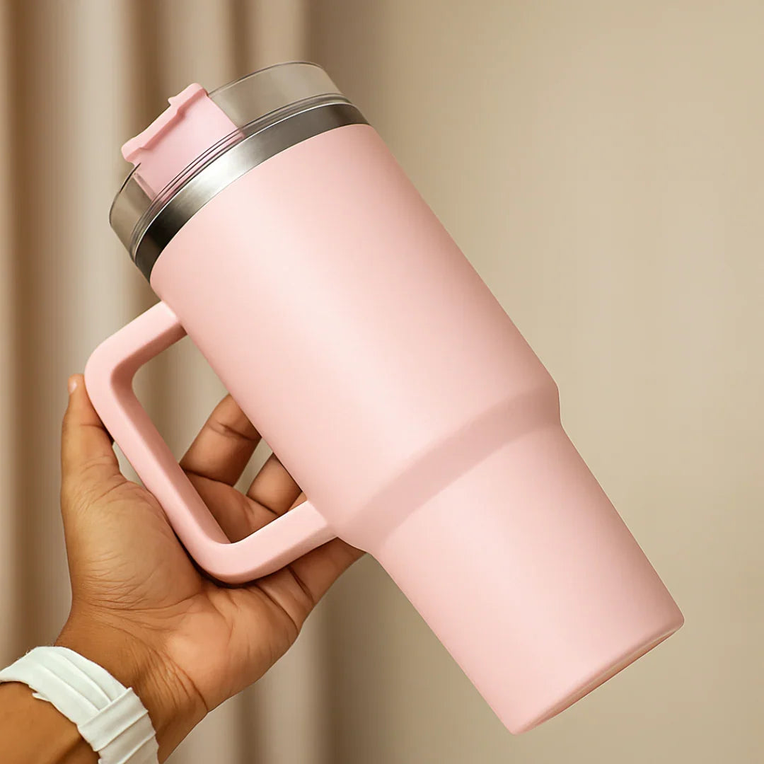 Raafi Savor 2.0 Tumbler 40oz With Handle Travel Mug Straw Covers Cup With Lid Insulated Quencher Stainless Steel Water Iced Tea Coffee Mug - Wooden Twist UAE