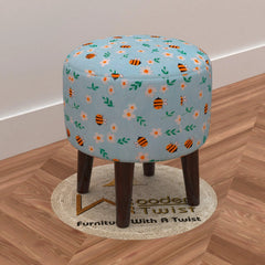Wooden Twist Harlequin Puffy Ottoman Stool For Living Room - Wooden Twist UAE