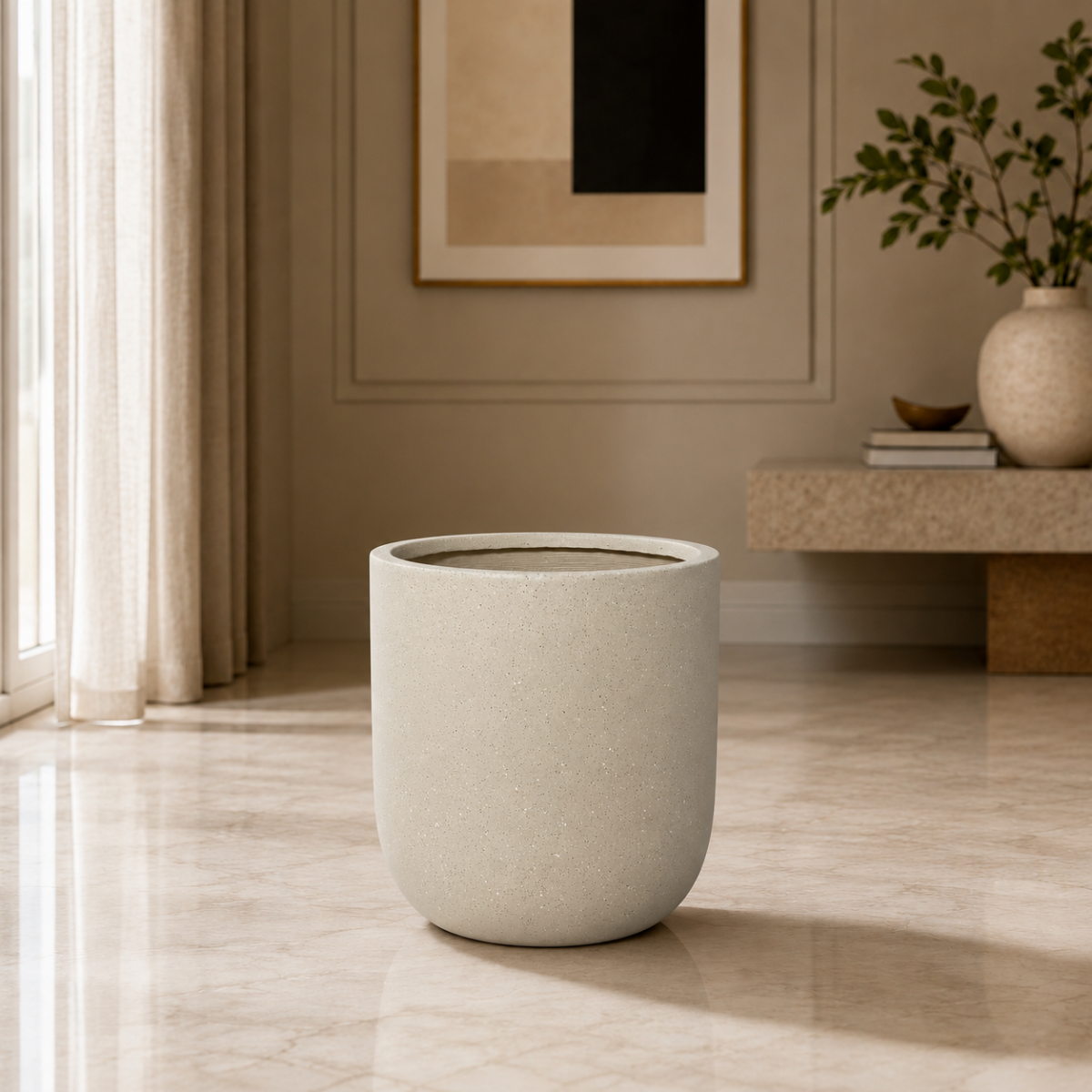 Small Speckled Fiberglass Flower Pot for Plants UAE – Wooden Twist UAE