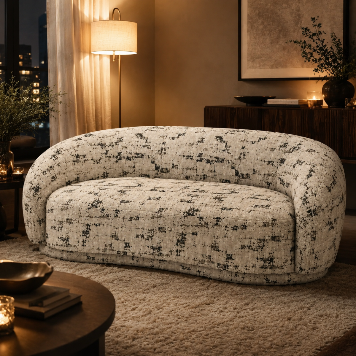 Wooden Twist Snug Modern Curved Sofa 2 Seater, product view