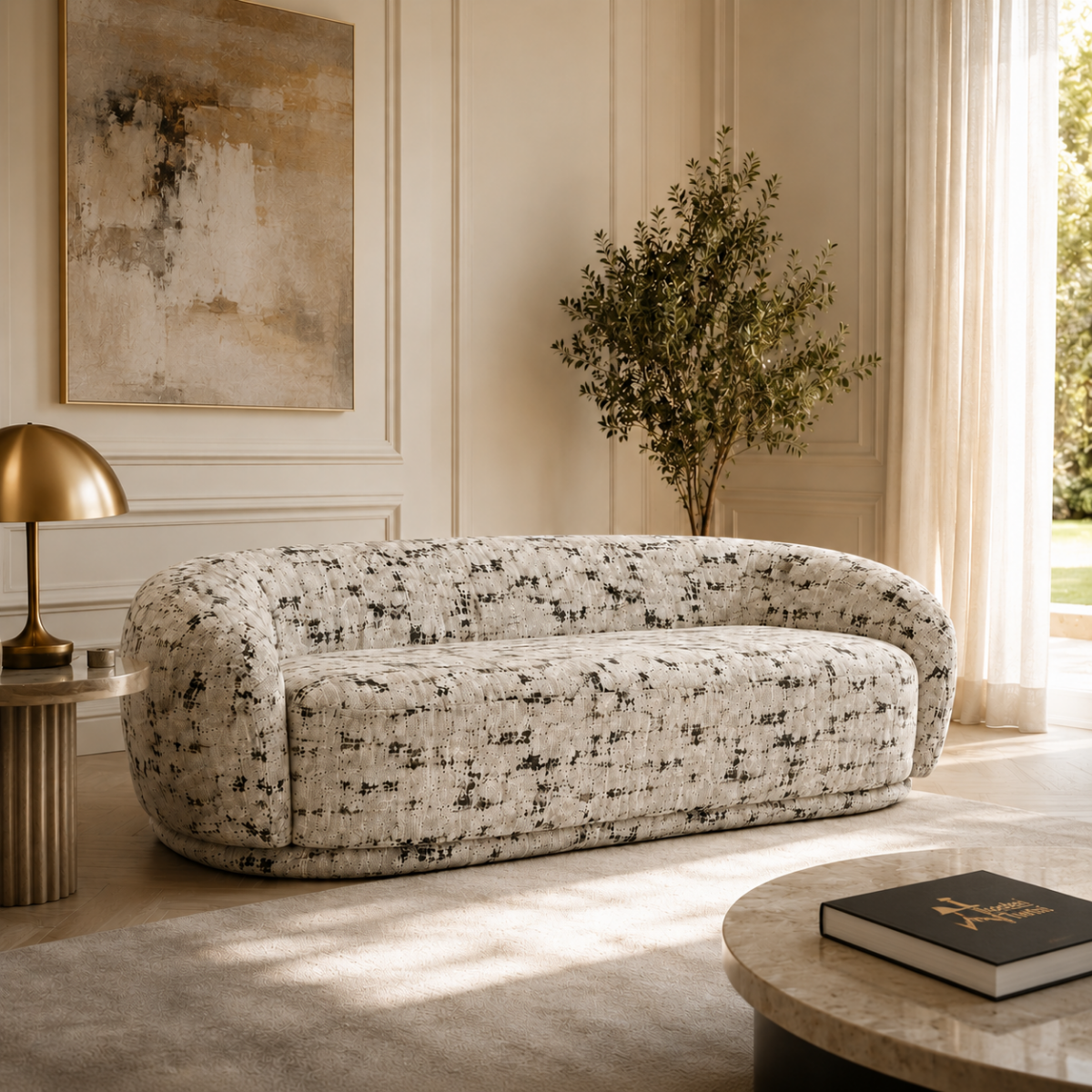 Wooden Twist Snug Modern Curved Sofa 3 Seater, product view
