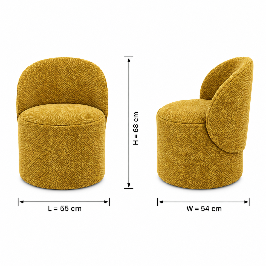 Wooden Twist Solvera Boucle Accent Chair Mustard Yellow – dimensions 55 cm L x 54 cm W x 68 cm H