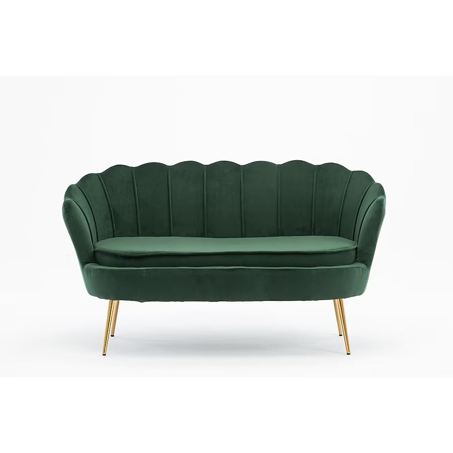 Wooden Twist Terciopelo Flared Arm Solid Wood Metal Legs Velvet Fabric Loveseat Modern Chaise Lounge