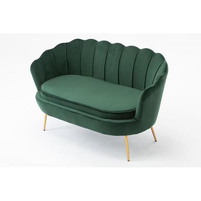 Wooden Twist Terciopelo Flared Arm Solid Wood Metal Legs Velvet Fabric Loveseat Modern Chaise Lounge
