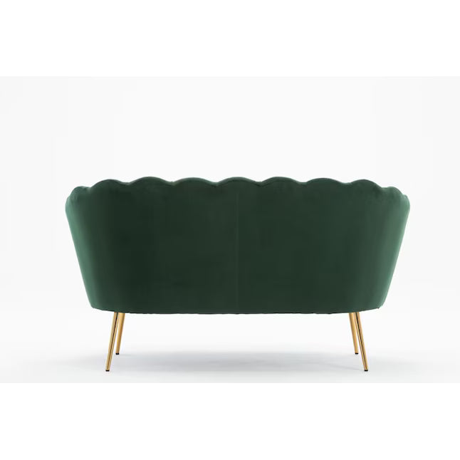 Wooden Twist Terciopelo Flared Arm Solid Wood Metal Legs Velvet Fabric Loveseat Modern Chaise Lounge
