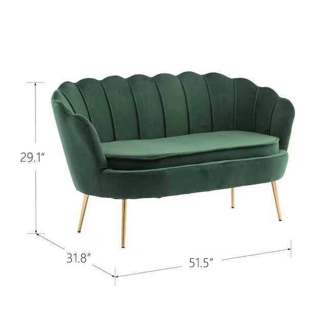 Wooden Twist Terciopelo Flared Arm Solid Wood Metal Legs Velvet Fabric Loveseat Modern Chaise Lounge