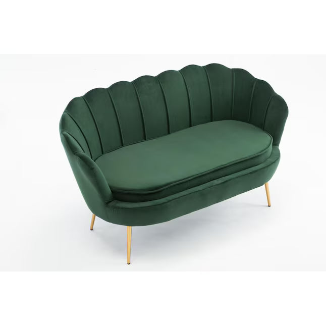 Wooden Twist Terciopelo Flared Arm Solid Wood Metal Legs Velvet Fabric Loveseat Modern Chaise Lounge