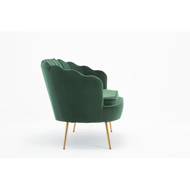 Wooden Twist Terciopelo Flared Arm Solid Wood Metal Legs Velvet Fabric Loveseat Modern Chaise Lounge
