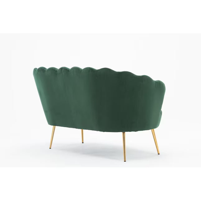 Wooden Twist Terciopelo Flared Arm Solid Wood Metal Legs Velvet Fabric Loveseat Modern Chaise Lounge