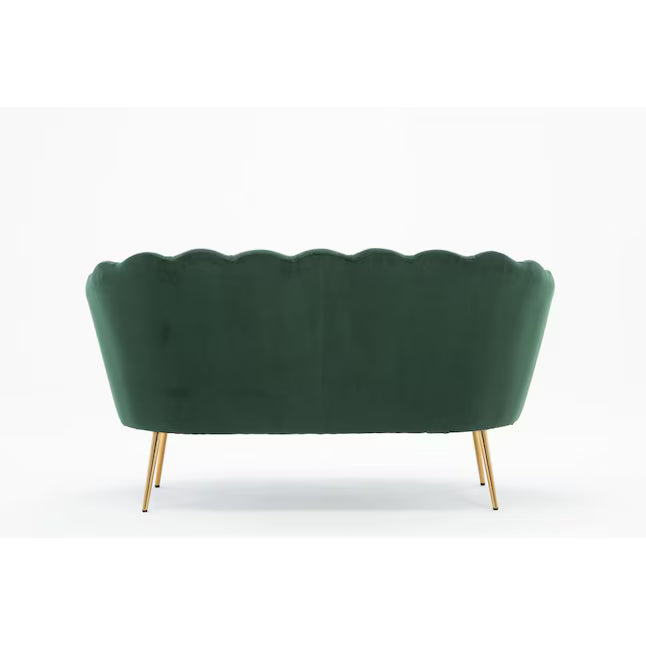 Wooden Twist Terciopelo Flared Arm Solid Wood Metal Legs Velvet Fabric Loveseat Modern Chaise Lounge