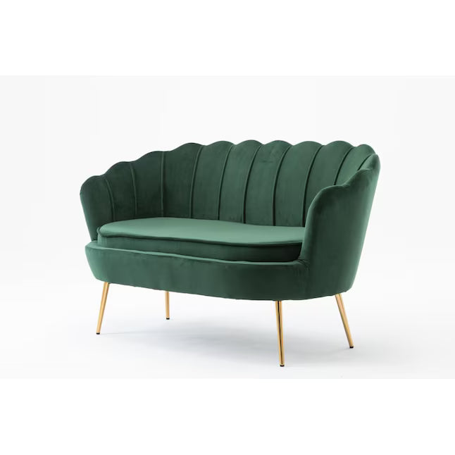 Wooden Twist Terciopelo Flared Arm Solid Wood Metal Legs Velvet Fabric Loveseat Modern Chaise Lounge