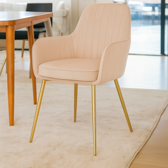 Velour Modern Cafe Dining Chair Beige