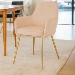 Velour Modern Cafe Dining Chair Beige