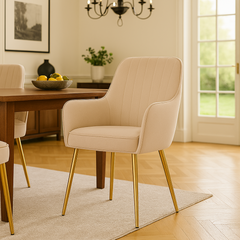 Wooden Twist Velour Modern Cafe Dining Chair Metal Legs