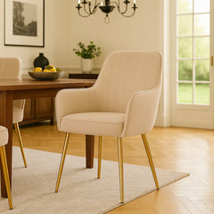 كرسي طعام خشبي من القطيفة الحديثة مع أرجل معدنية