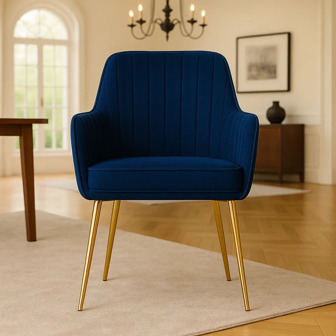 Wooden Twist Velour Modern Cafe Dining Chair Metal Legs
