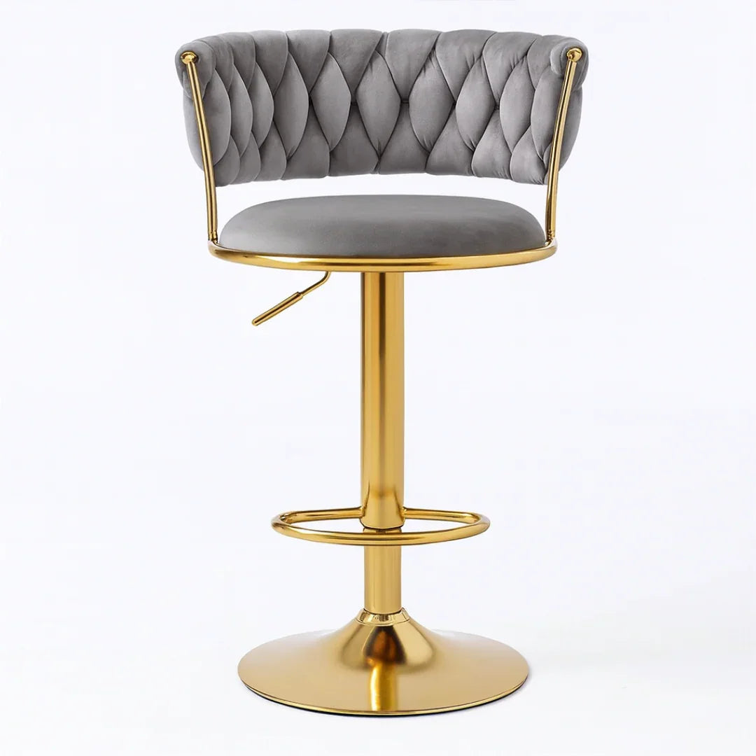 Wooden Twist Modern Cafe Bar Stool Chair With Golden Metal Frame Island Chairs