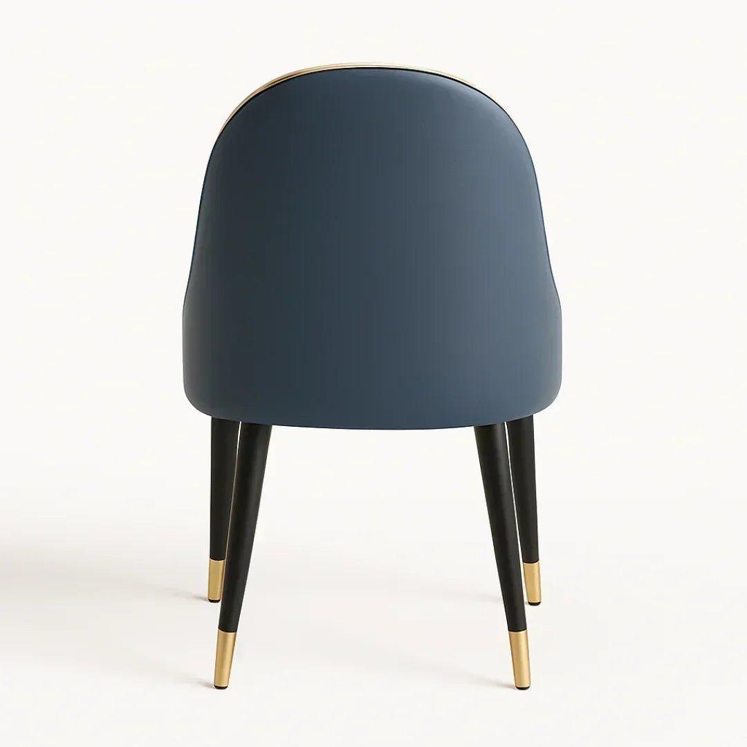 Wooden Twist Villoso Modern Dining Chair with PU Leather, Iron Black Legs & Gold Corner Elegant Contemporary Seating for Home and Kitchen Decor