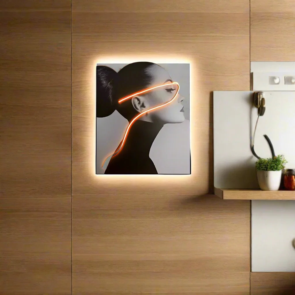 لوحة جدارية مزخرفة خشبية ملتوية من LUZRO مع إضاءة LED لغرفة المعيشة وغرفة النوم والمكتب