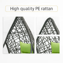 High quality PE rattan chair with green cushion on a white background