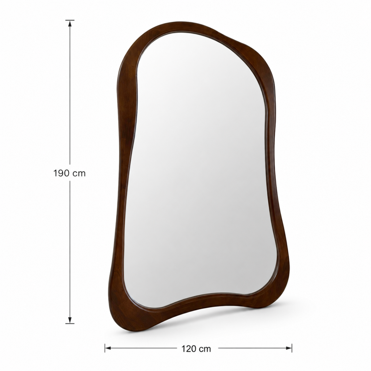 Wavy Solid Wood Floor Mirror dimensions - 190 cm height, 120 cm width