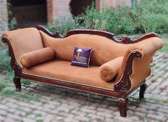 Wooden Handicraft Couch for Living Room in Stylish Look Chaise Lounge (Brown Walnut) - Wooden Twist UAE